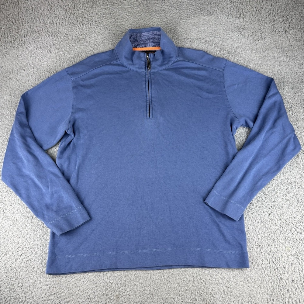 Reyn Spooner Pullover‎ Sweater Mens Large Blue 1/4 Zip Performance Stretch Golf